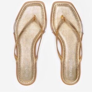 Shoe Dazzle Gold Sandals with Clear Straps